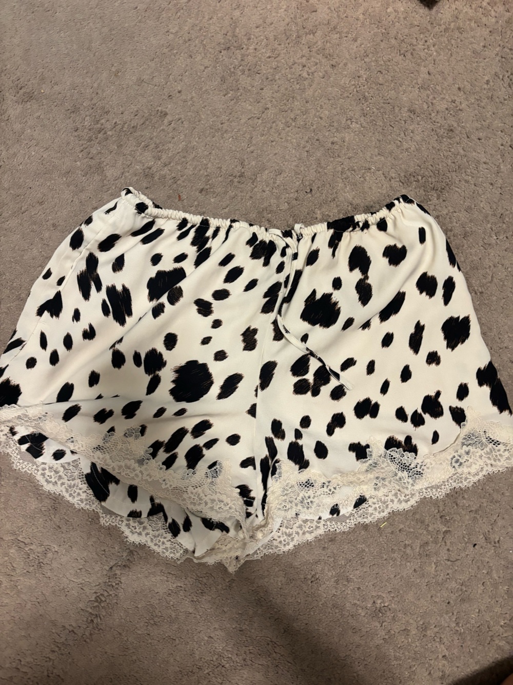 Abercrombie & Fitch Cow Print Lace-Trim Shorts